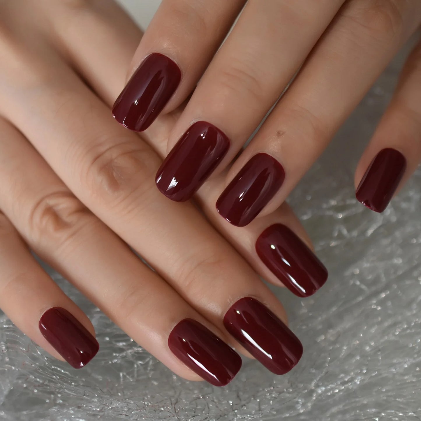 Re - Usable Press on Nails - Maroon